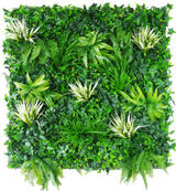 White Grassy Greenery Vertical Garden / Green Wall UV Resistant 100cm x 100cm