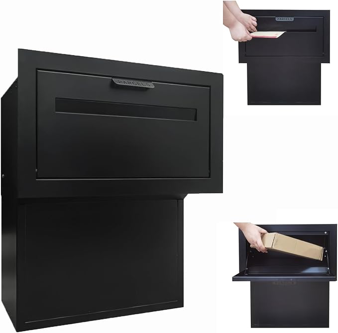 MB-118 Wall-Mounted Parcel Drop Box – Black