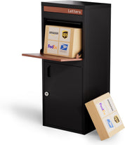 X88B flat pack parcel letterbox black and deepwood Amazon reference image
