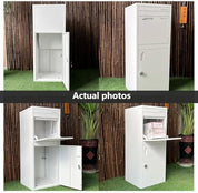 X88 white parcel letterbox lock and access detail