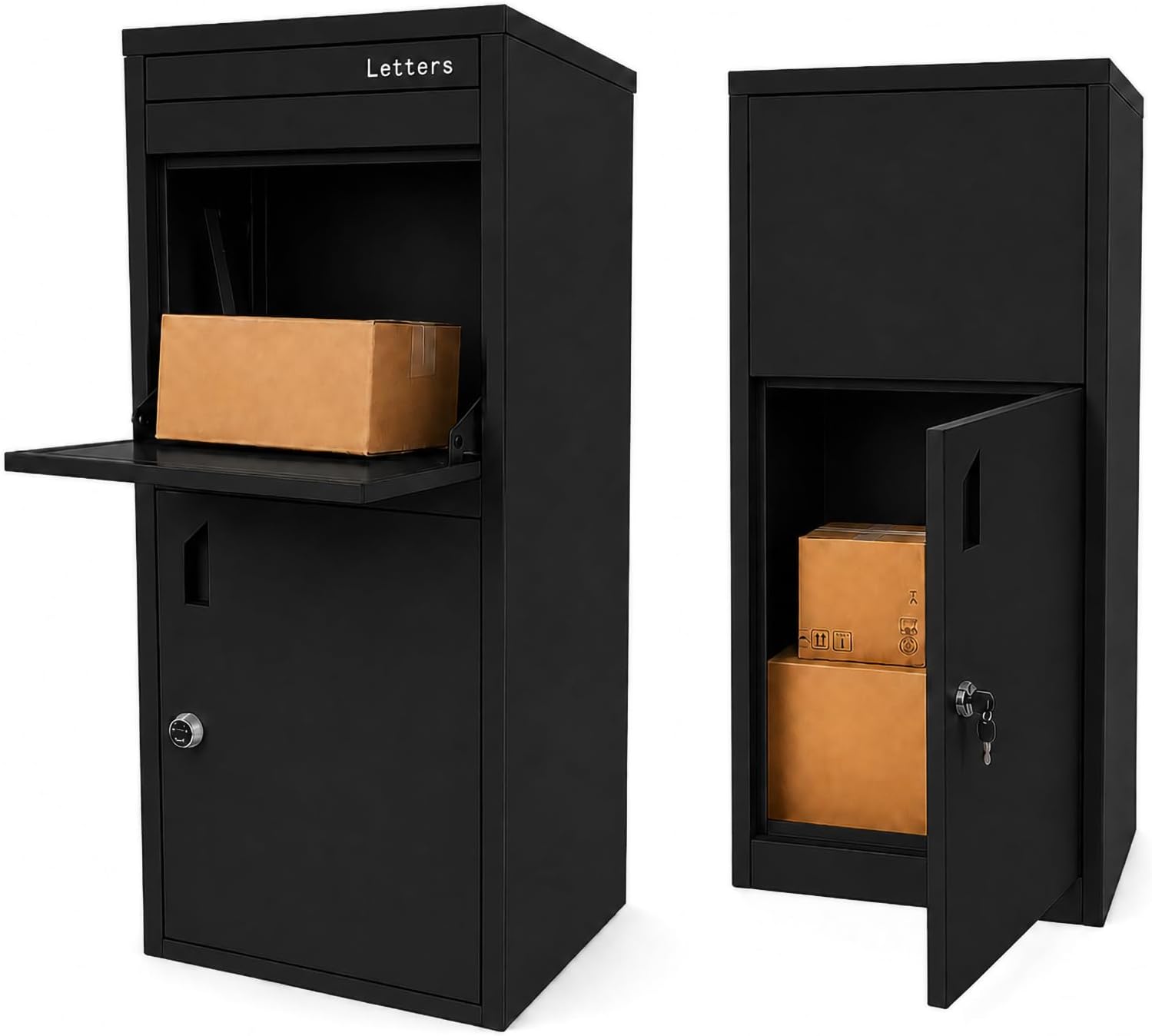 X88 flat pack parcel letterbox new black