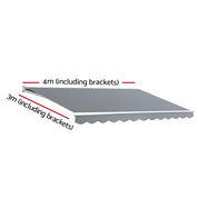 Instahut Retractable Folding Arm Awning Manual Sunshade 4Mx3M Pearl Grey