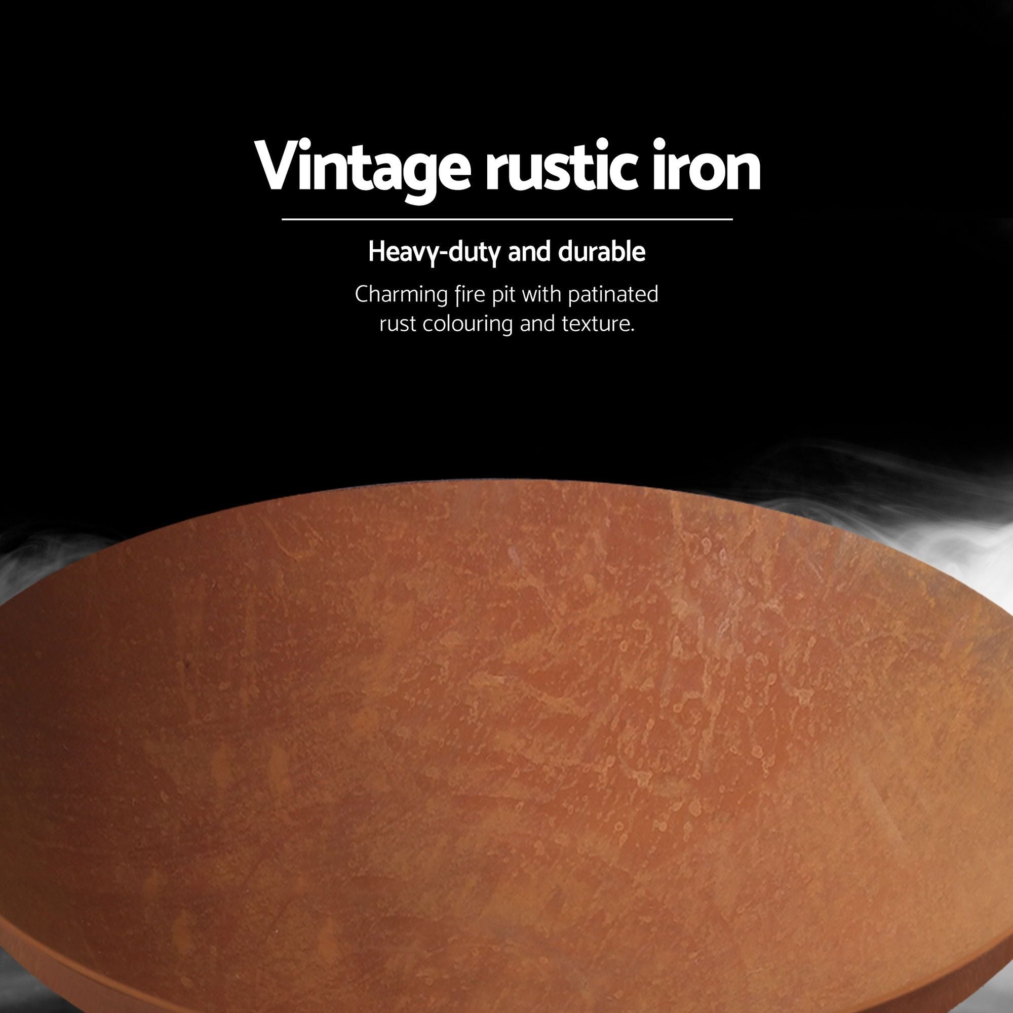 Grillz Fire Pit Bowl Cast Iron Rustic 70cm