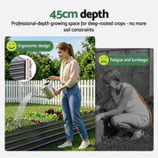 Green Fingers 2-in-1 Raised Garden Bed Kit 45cm Professional Depth Ergonomic 240cm Large Metal Planter Box | Easier Access Veggie Patch | Rust-Proof Galvanised Steel with Safe Rounded Corners & Gloves