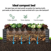 Green Fingers 2-in-1 Raised Garden Bed Kit 45cm Professional Depth Ergonomic 240cm Large Metal Planter Box | Easier Access Veggie Patch | Rust-Proof Galvanised Steel with Safe Rounded Corners & Gloves