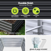 Green Fingers 2-in-1 Raised Garden Bed Kit 45cm Professional Depth Ergonomic 240cm Large Metal Planter Box | Easier Access Veggie Patch | Rust-Proof Galvanised Steel with Safe Rounded Corners & Gloves
