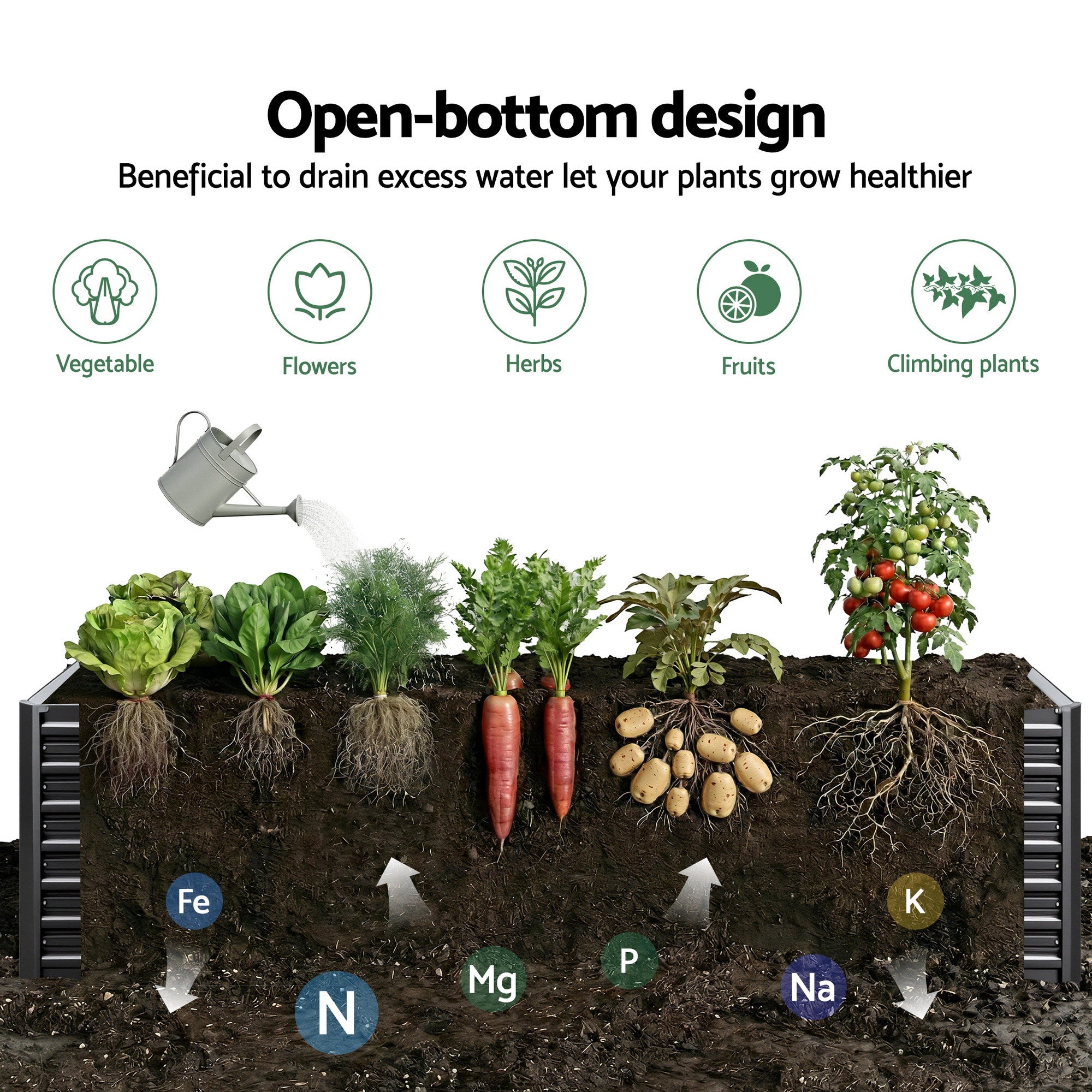 Green Fingers 2-in-1 Raised Garden Bed Kit Ergonomic 45cm Professional Depth 320cm Large Metal Planter Box | Easier Access Veggie Patch | Rust-Proof Galvanised Steel with Safe Rounded Corners & Gloves