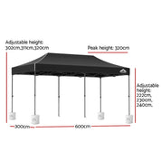 Instahut Gazebo Pop Up Marquee 3x6 Folding Outdoor 500D Tent Base Pod Black