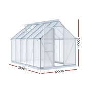 Green Fingers Greenhouse Aluminium Polycarbonate Premium Garden Storage Shed 3.1Mx1.9Mx2.0M