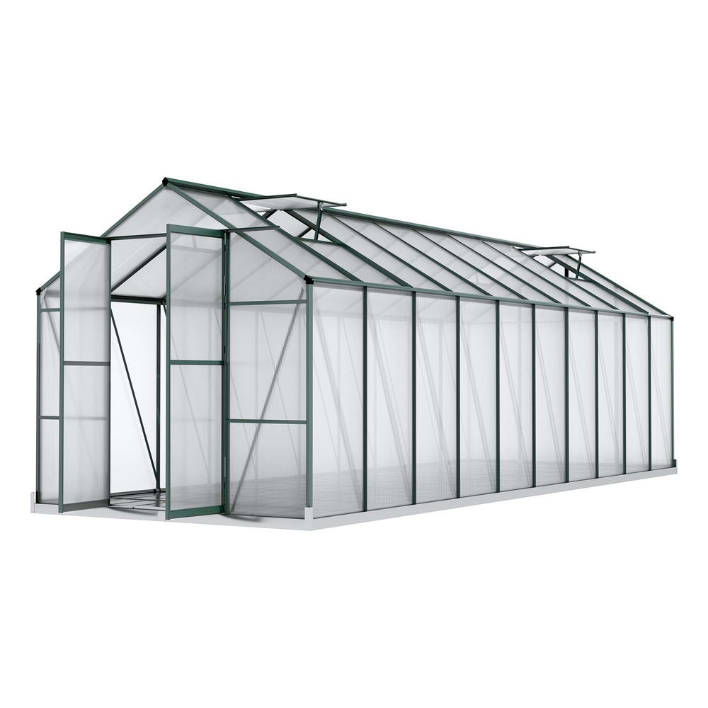 Green Fingers Greenhouse 6.3x2.44x2.1M Aluminium Polycarbonate Green House Garden Shed