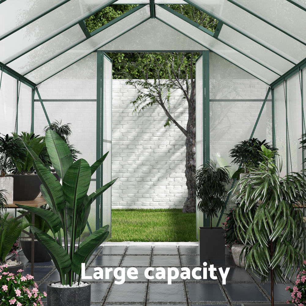 Green Fingers Greenhouse 6.3x2.44x2.1M Aluminium Polycarbonate Green House Garden Shed