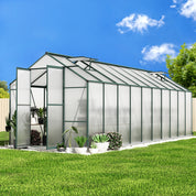 Green Fingers Greenhouse 6.3x2.44x2.1M Aluminium Polycarbonate Green House Garden Shed