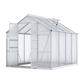 Green Fingers Greenhouse 2.42x2.5x2.26M Aluminium Double Doors Green House Garden Shed