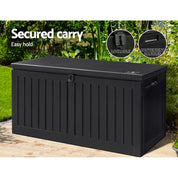 Gardeon Outdoor Storage Box 270L Container Lockable Garden Bench Tool Shed Black