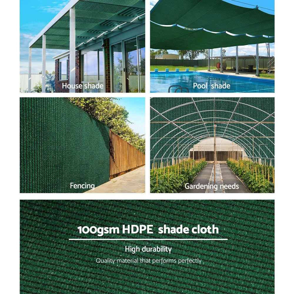 Instahut 50% Shade Cloth 3.66x10m Shadecloth Sail Heavy Duty Green