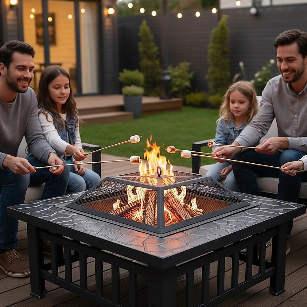 18" Square Metal Fire Pit Outdoor Heater