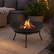 Iron Fire Bowl Traditional Log Fire Pit Outdoor Heating Camp Site Barbecue