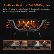 Iron Fire Bowl Traditional Log Fire Pit Outdoor Heating Camp Site Barbecue
