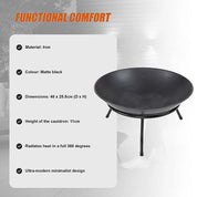 Iron Fire Bowl Traditional Log Fire Pit Outdoor Heating Camp Site Barbecue